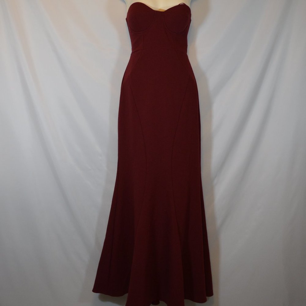 LuLu's Womens Size Small Strapless Dark Red Mermaid Full Length Lined Dress